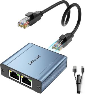 Gigabit Dual RJ45 Splitter Adapter for Cat5/5e/6/7/8 Cable